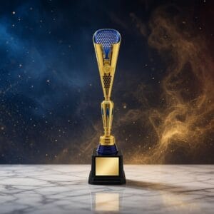 Acrylic Awards Blue Golden Trophies A0004 | Buy Online at Trophy-World Malaysia Supplier