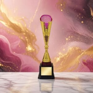 Acrylic Awards Golden Pink Trophy A0001 | Buy Online at Trophy-World Malaysia Supplier